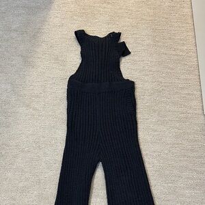 Navy Knit Overalls